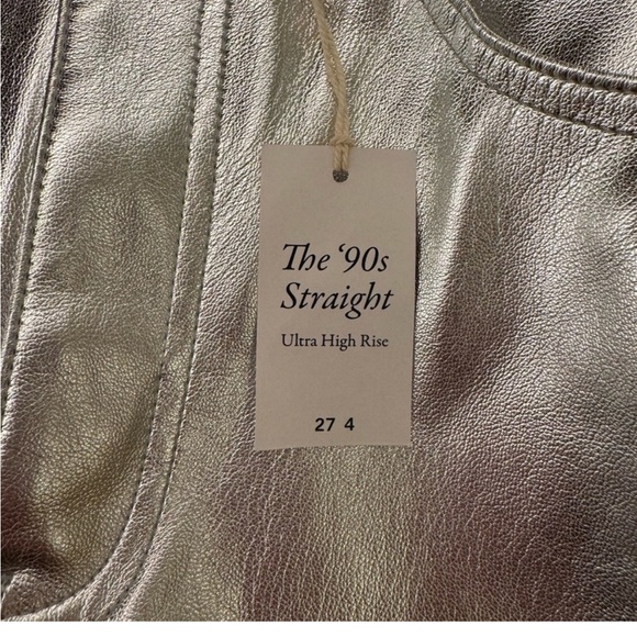 Abercrombie and Fitch Silver Metallic High-Rise 90’s Straight Pants - Picture 10 of 12